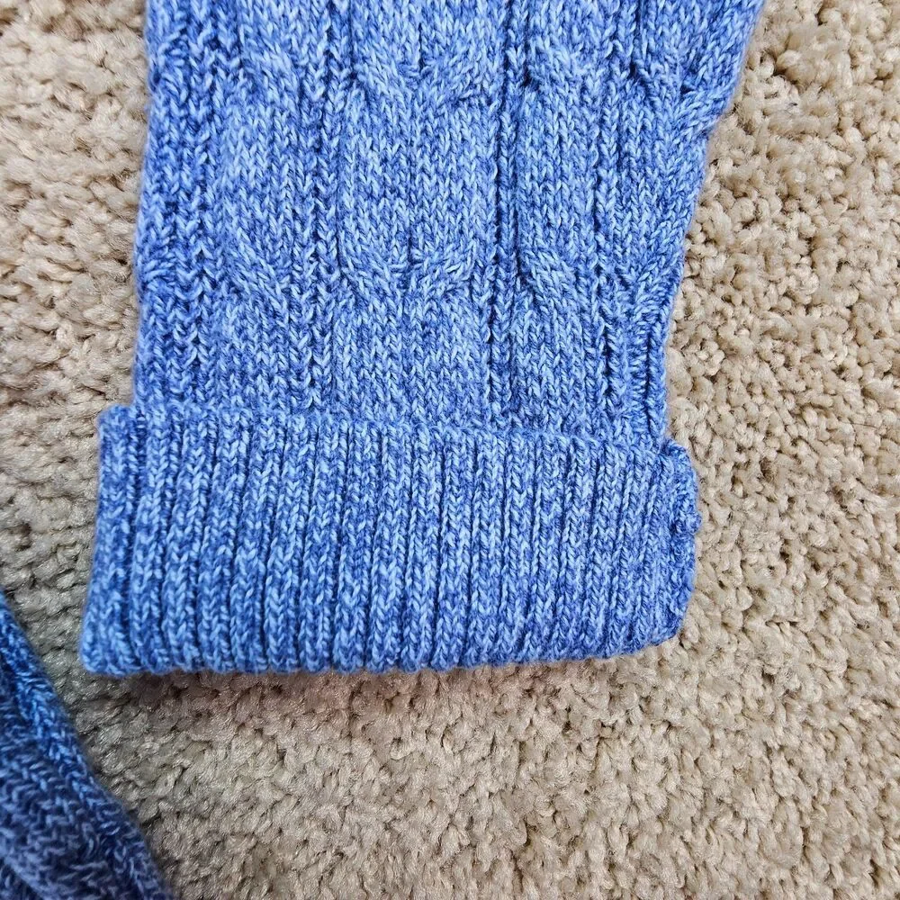 St Johns Bay Cable Knit Sweater Womens XL Blue Marl Cotton Pullover NWT